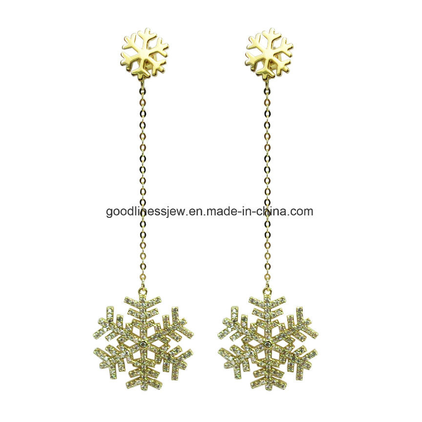 Luxury Women Snowflake Christmas Gift 925 Silver Fashion Earring Jewelry (E7018)