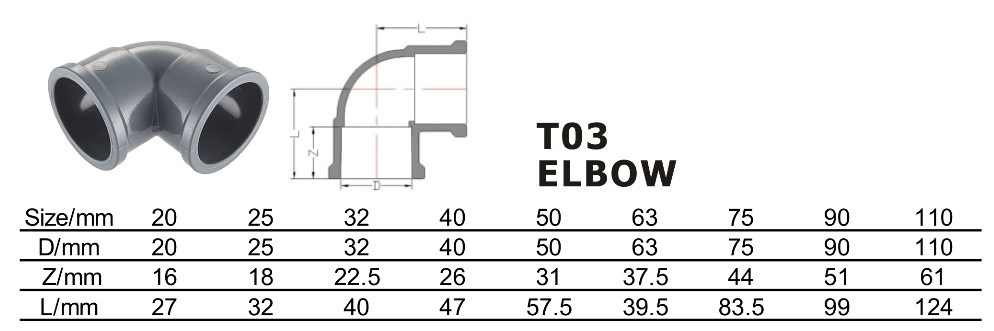 PVC 90 Deg Equal Elbow Water Supply Pressure Pipe Fitting DIN Standard NBR5648 (T03)