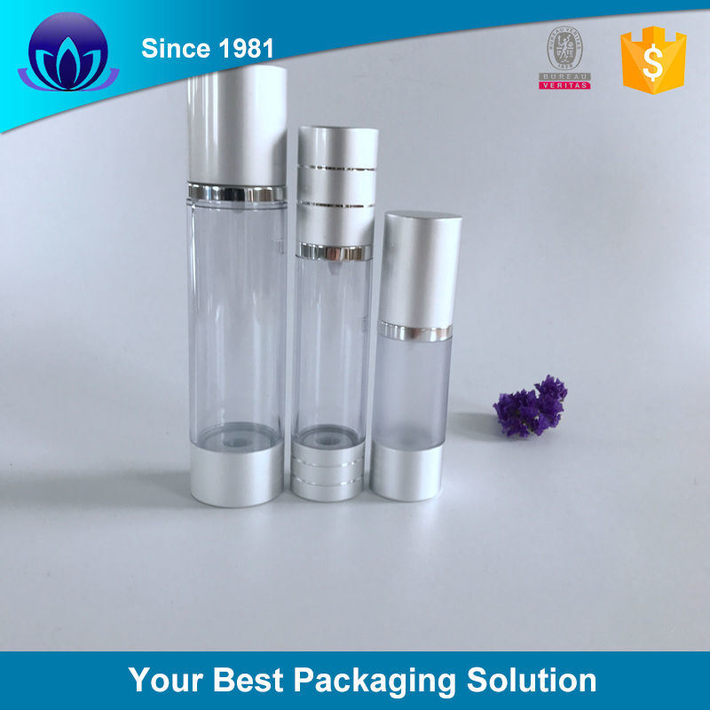 Airless Glass Cosmetic Bottle 30ml Sliver Pump Glass Bottle