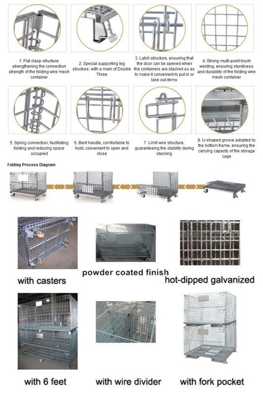 Galvanized Steel Folding Warehouse Storage Cage