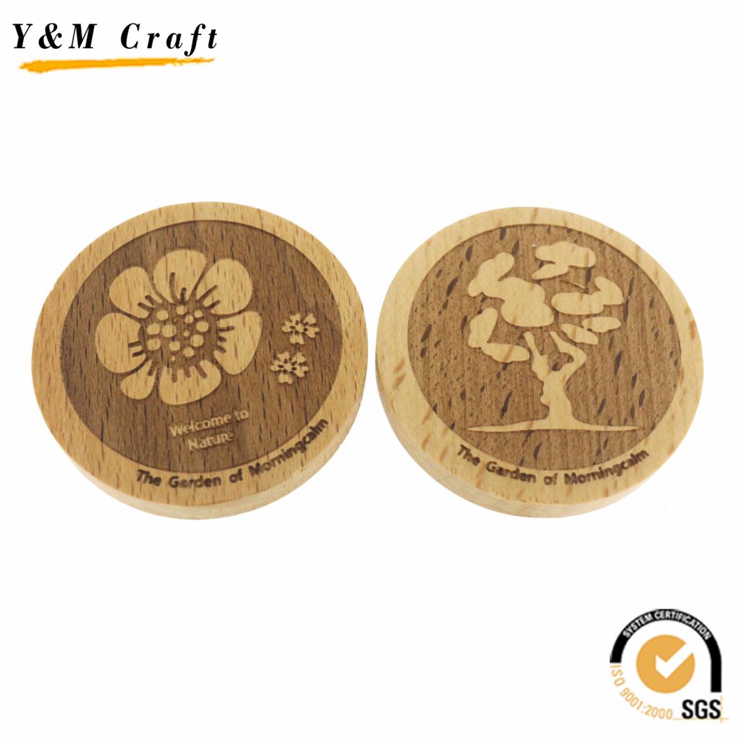 Customized Round Shape Wooden Magnet (Q09735)