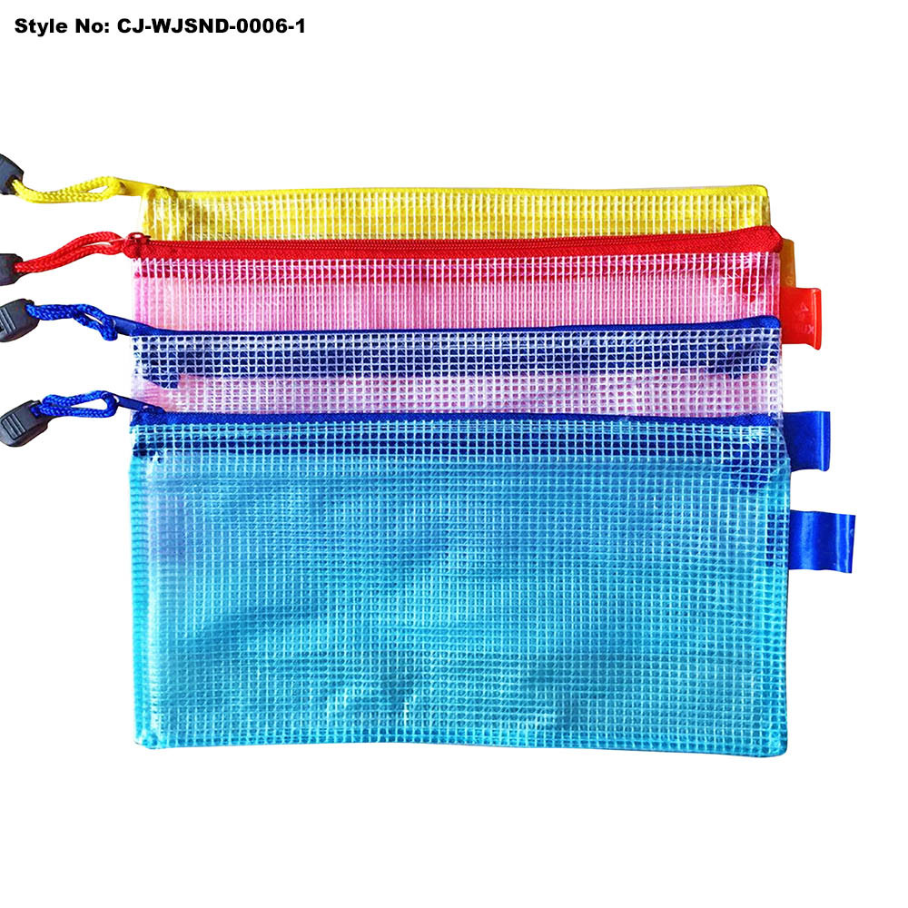 Mesh Zipper Package Bag PVC Clear File Folder Document Bag