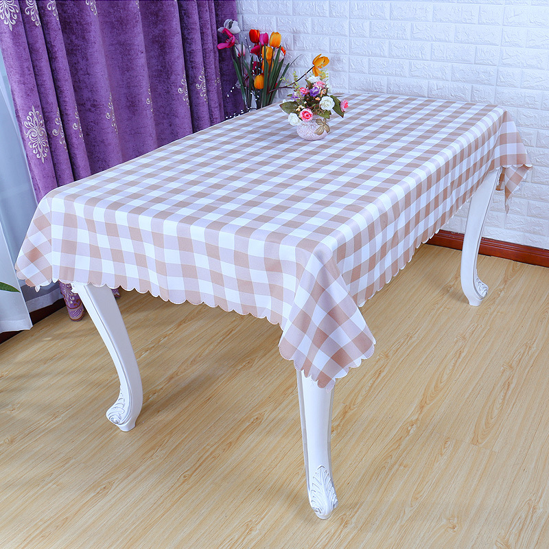 Polyester White Red Scotland Grid Table Cloth (DPF107100)