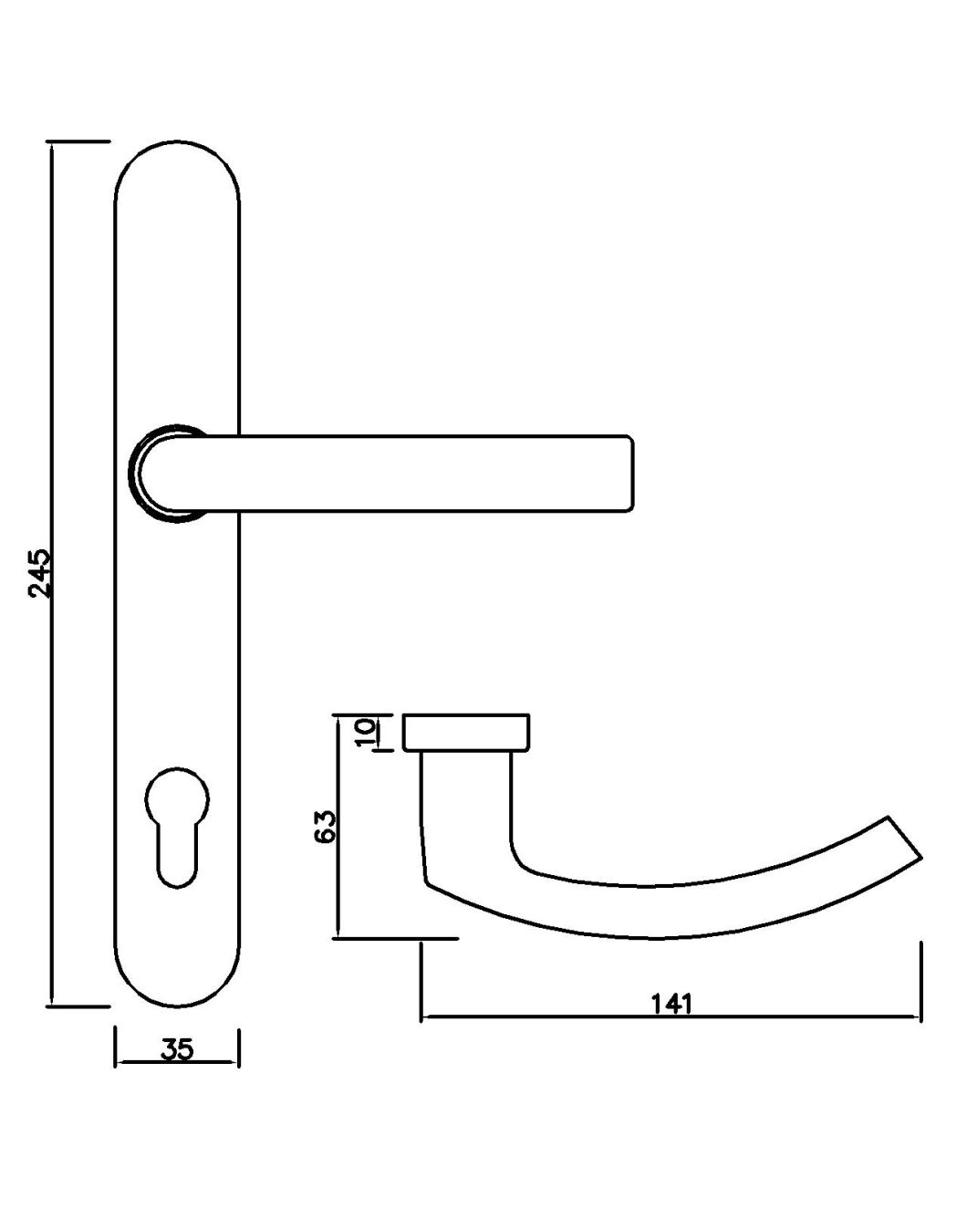 CP003 Best-Selling Stainless Steel Lever Handle With Plate