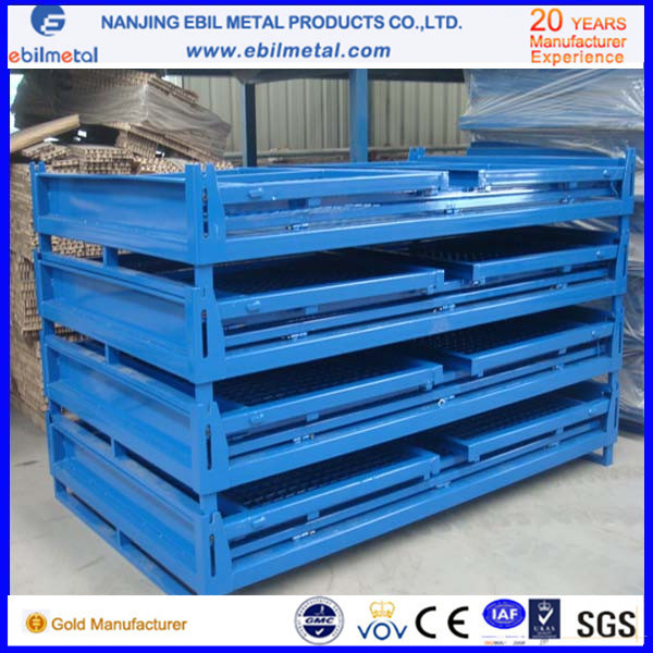 Foldable Stackable Galvanized Wire Steel Container for Warehouse Storage