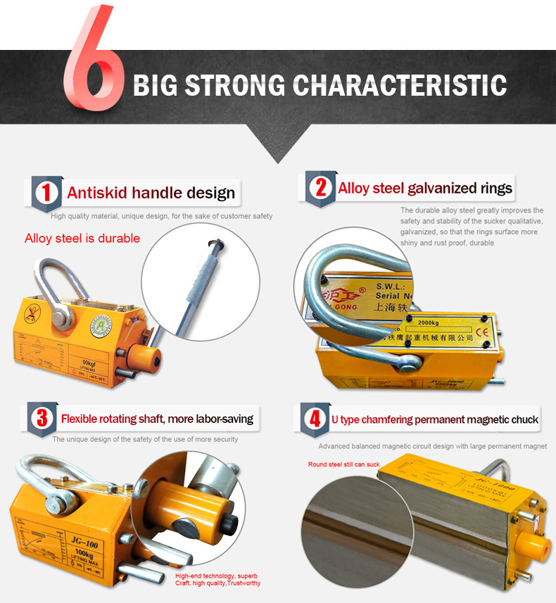 Round Steel Use Lifting Magnet Permanent Magnetic Lifter