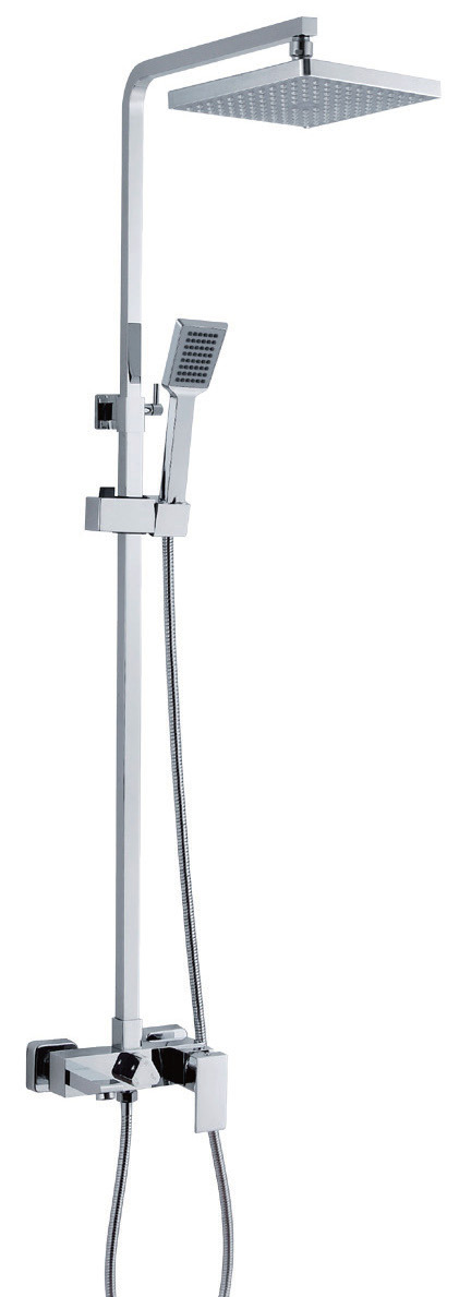 Bathroom Brushed Nickle Exposed Star Shower Faucet Set with Rainfall Head Handheld Shower Bar (881008C)