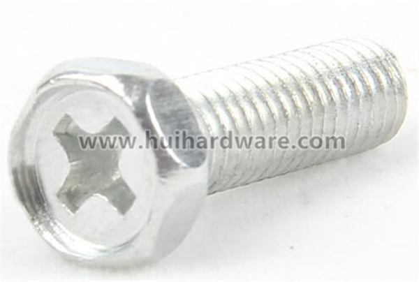 Cross Hex Head Screw Bolt with White Zinc Plated M3 M4