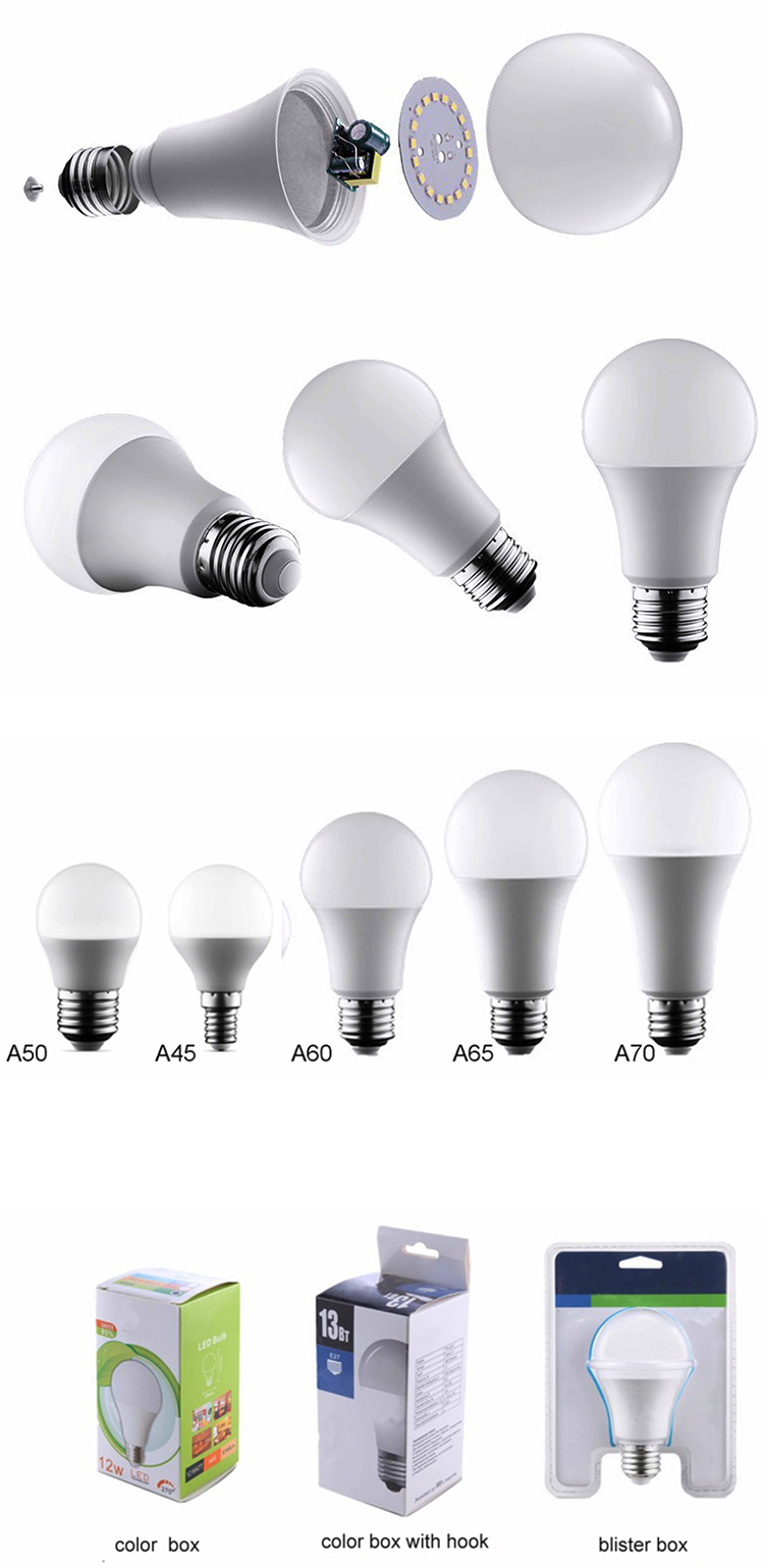 LED Factory A60 LED Bulb 12W E27 B22 220V Aluminum LED Bulb Light