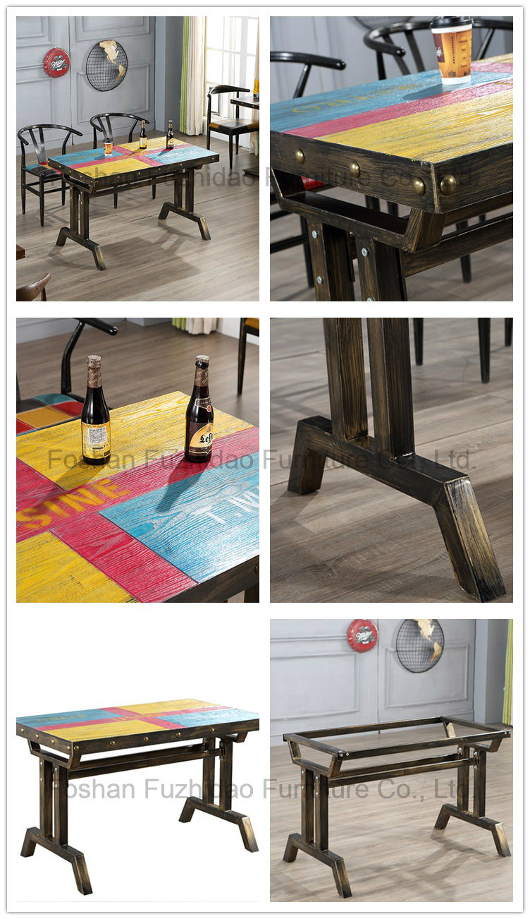 Wooden Colourful Dining Table for Home Restaurant Use