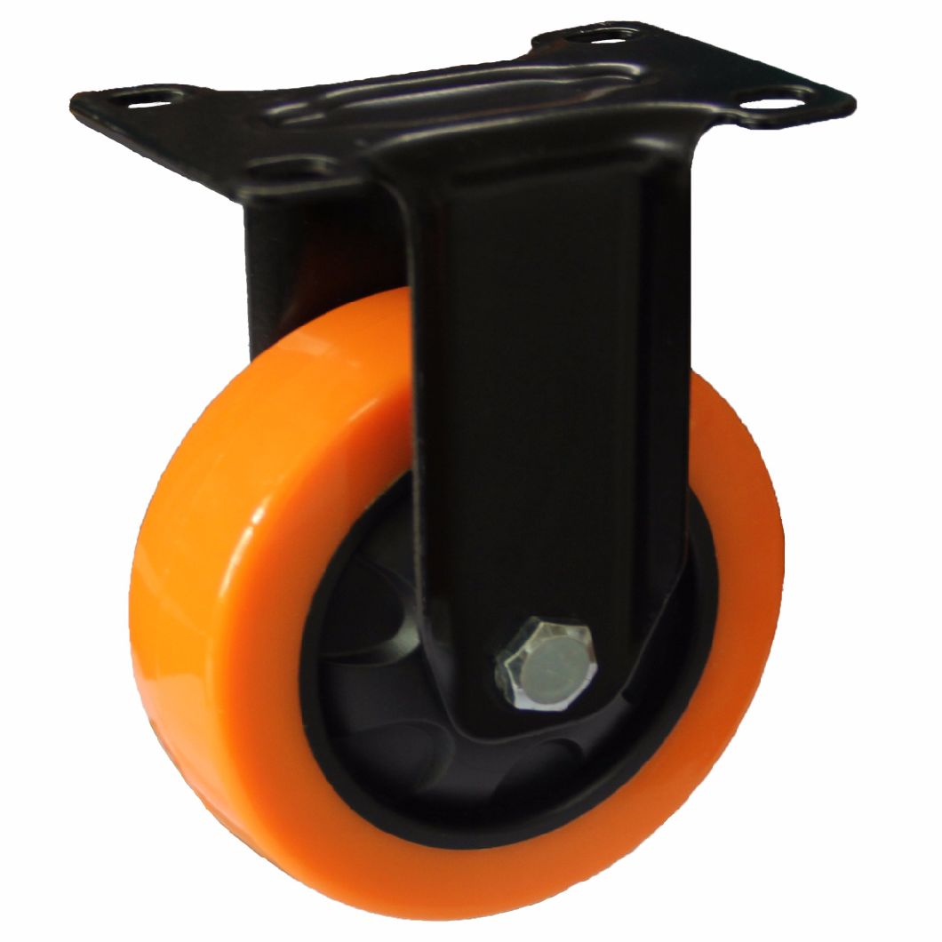 4/5 Inch Orange PU Brake Castor Wheel for Hand Trolley