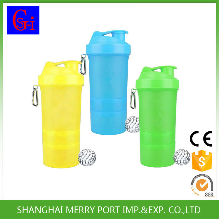 PP Plastic Leak-Proof Shaker Bottle with 2 Containers