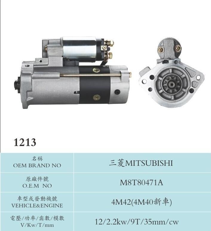 12V 2.2kw 9t Starter Motor for Mitsubishi M8tsubishi (4M42 4M40)