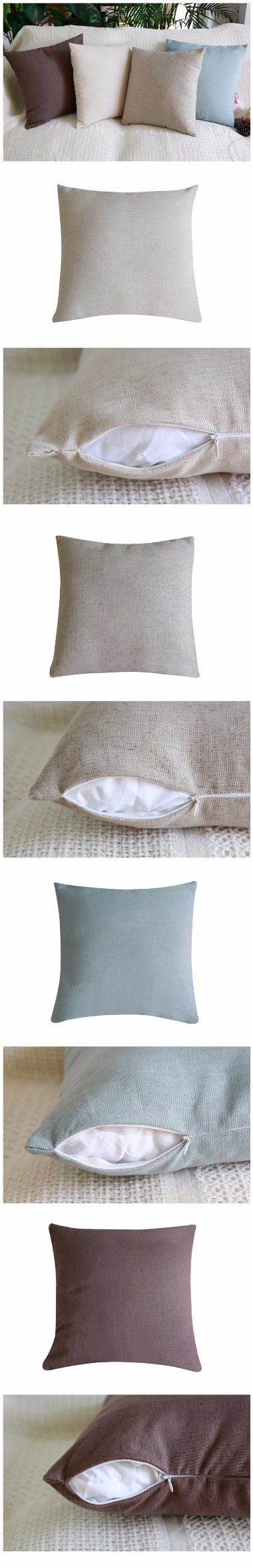 Solid Plain Cushion Faux Linen Pillow Home Decorative for Sofa Bed Car Seat