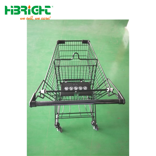 Black Powder Coating Retail Store Supermarket Shopping Cart