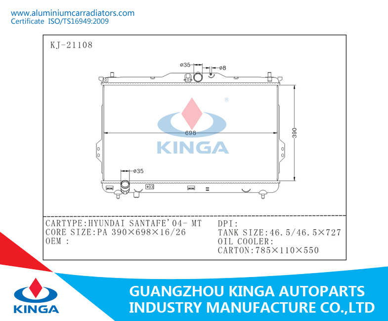 Auto Radiator for Hyundai Santafe'04-Mt