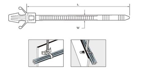 Plastic Nylon 66 94V - 2 Push Mount Cable Tie