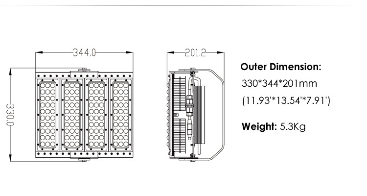 200W Module LED Low Bay Luminaire Tunnel Light