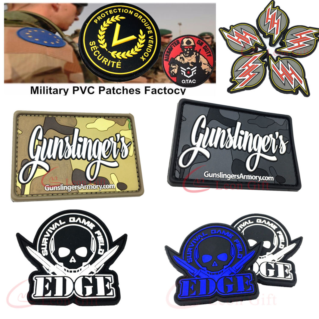 Factory Custom Military Rubber PVC Patches with Velcro