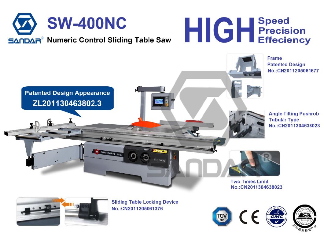 Woodworking Panel Type Sliding Table Saw with Numeric Control