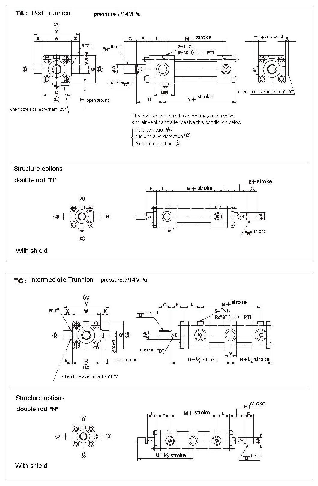 Cjt140 Series Standard Type Hydraulic Cylinders