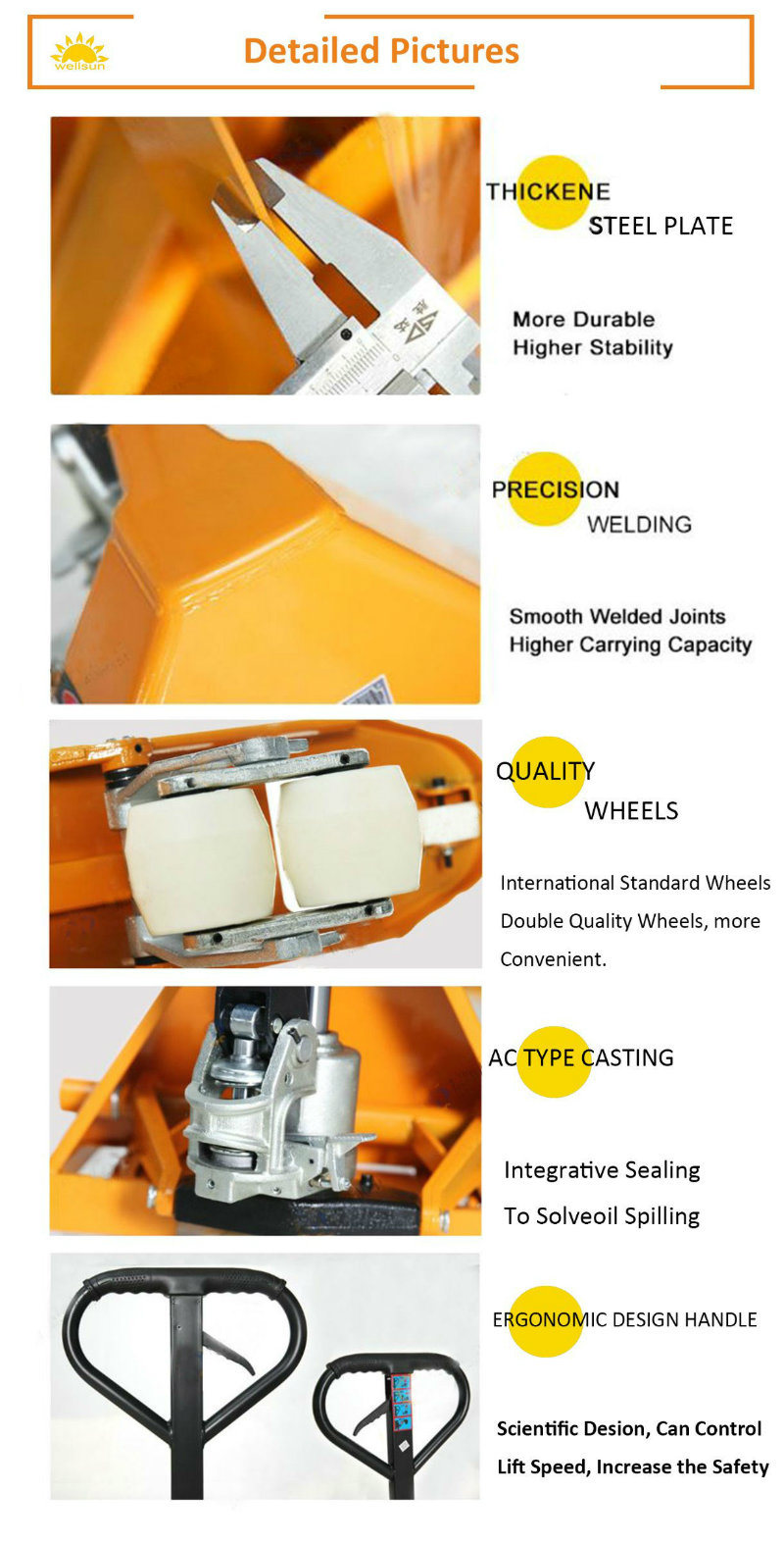 High Quality Hand Pallet Truck Trolley Warehouse Solid Handcart Wheels