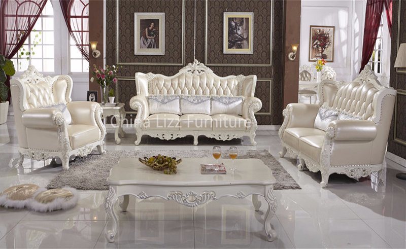 Luxury European Royal Italian Leather Chesterfield Living Room Sofa