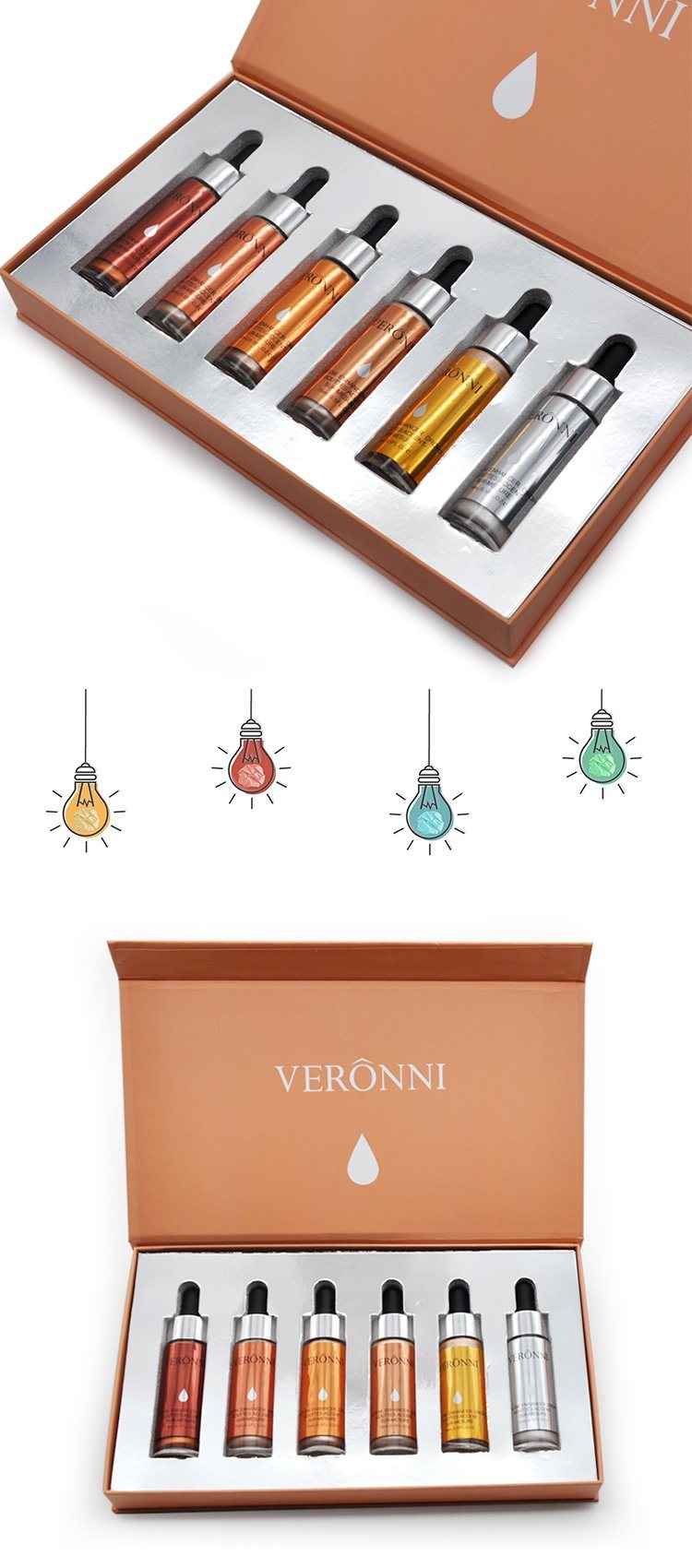 Best Selling Veronni Glitter Liquid Set Highlighter 6colors Waterproof Shinny Highlighter Makeup