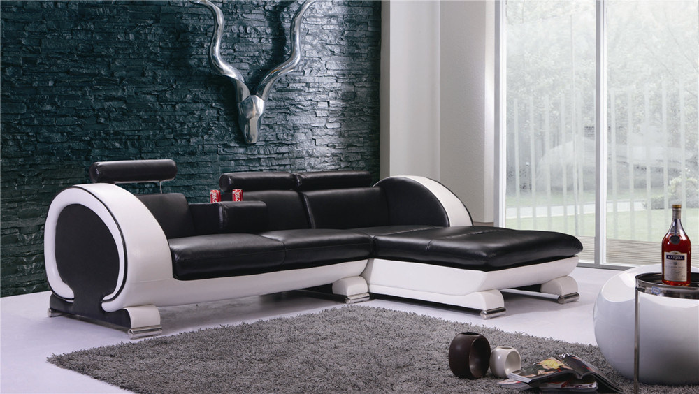 Wooden Frame Modern Furniture Leather Sofa