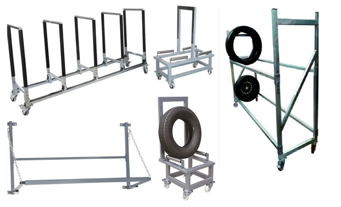 Two Wheels Holder Tire Rack Trolley for Auto Collision Repair Workshop