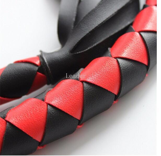 Hot Sell Flirting Sex Products for Couple, Adult Games Toys Long Red/Black Bondage Leather Spanking Ass Whip