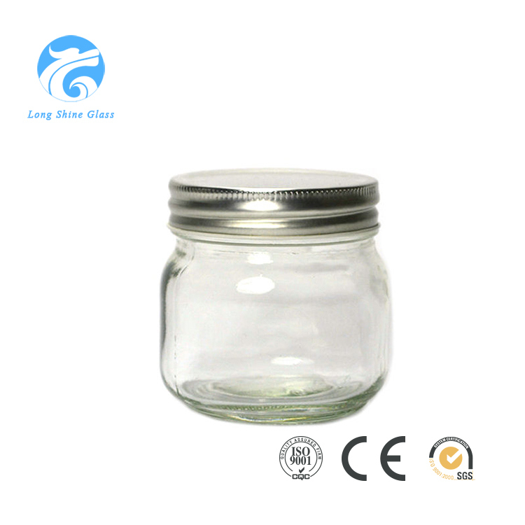 Customized Food Storage Glass Mason Jar Glass Container with Metal Lid