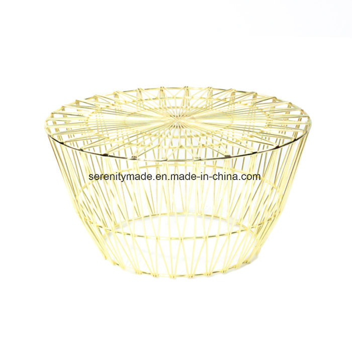Outdoor Event Furniture Customized Top Basket Steel Wire Modern Round Coffee Table