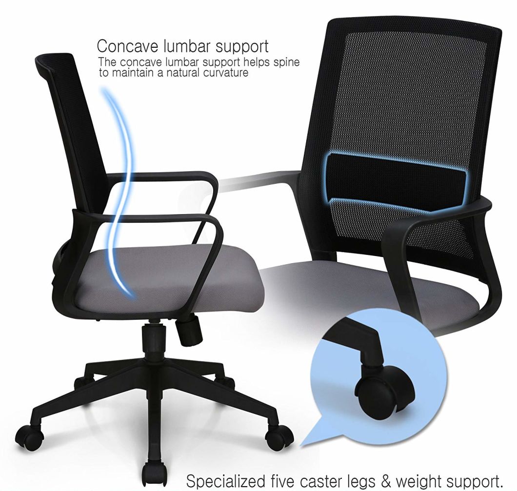 Ergonomic Lumbar Support Swivel Midback Staff Mesh Chair (LS-07)