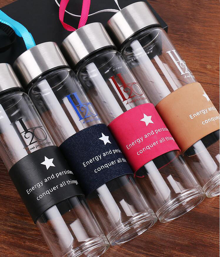 Colorful 450ml Sport Cup Glass Bottle Portable Cup