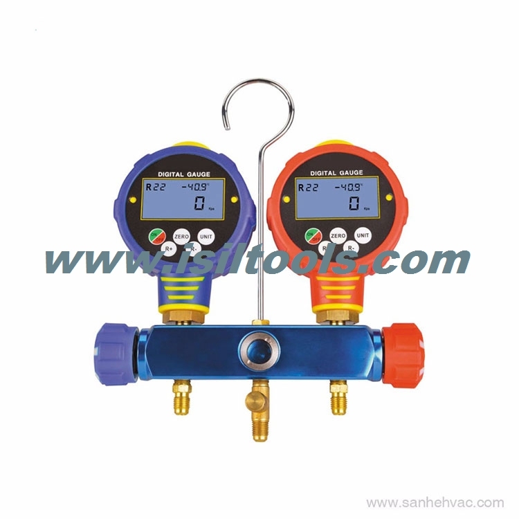 Dszh 2-Way Valve Refrigeration Testing Manifold Digital Gauge Set Wk-6882