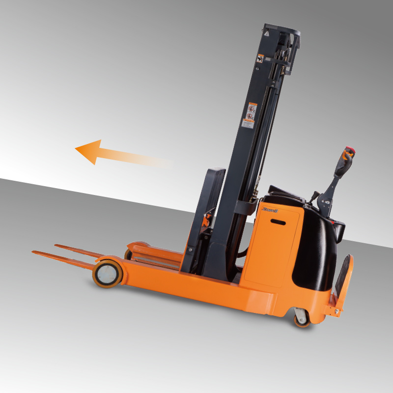 Der elektrische Row Stacker Xr von Zowell CE (1,5 t Beladung, 1,6 m bis 5 m Hub) kann angepasst werden