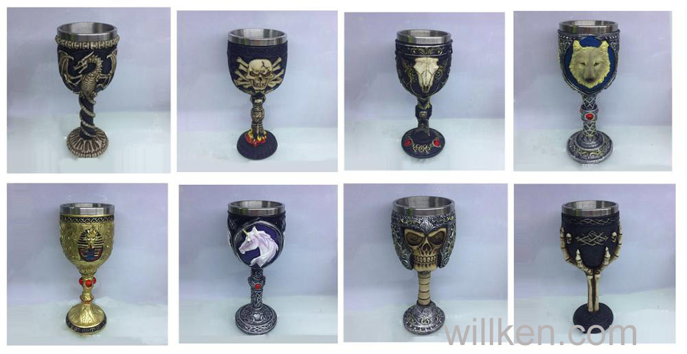 3D Skeleton Skull Drinking Mug Coffee Cup Mug Goblet Cup Double Wall Resin Stainless Steel for Halloween