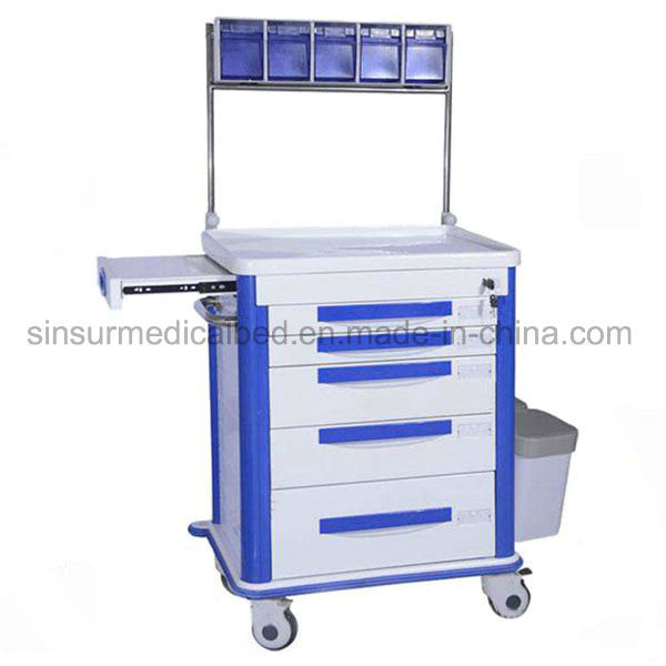 China Hospital Furniture ABS Multi-Function Medical Anesthesia Cart/Trolley