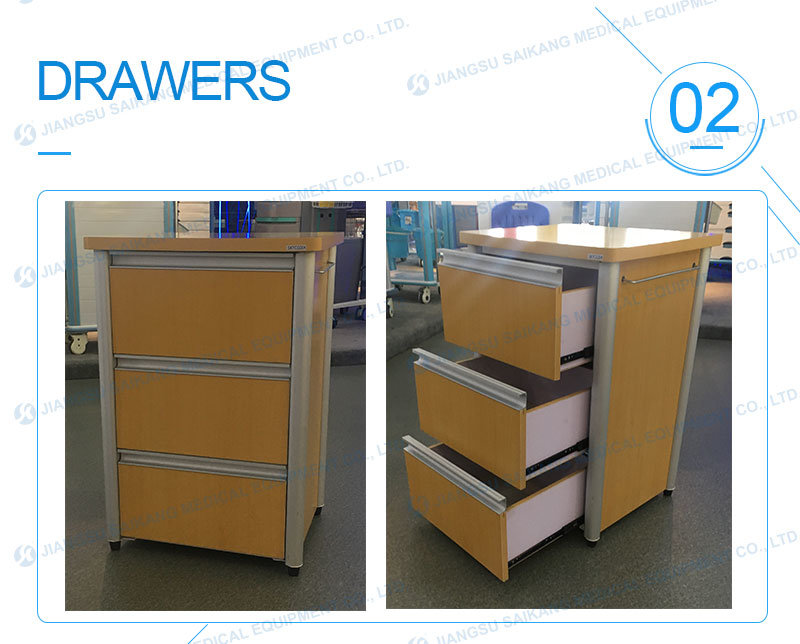 3 Drawers Aluminum Alloy Mobile Bedside Cabinets