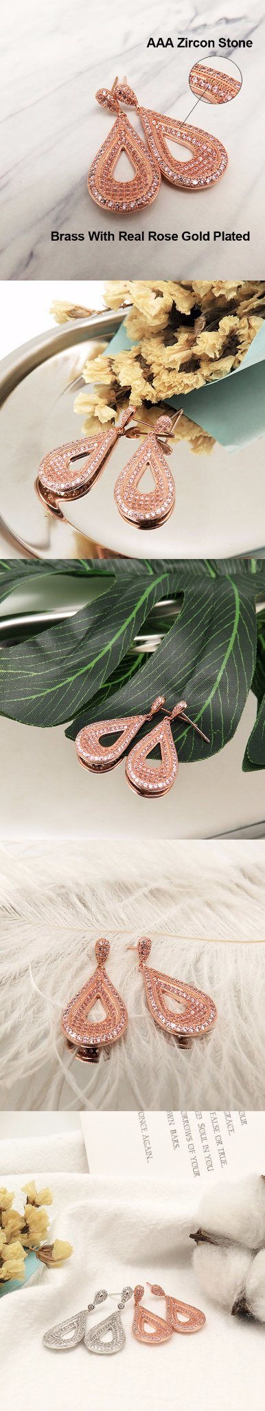 Drop Shape Gold Plated Rose Gold Earring for European Market
