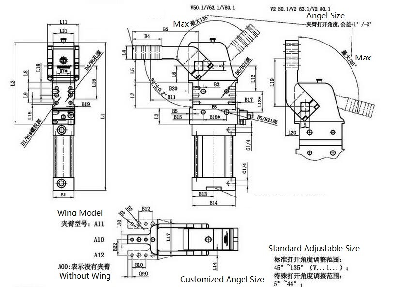 Tunkers Type Strong Clamp Air Cylinder for Welding Equipment