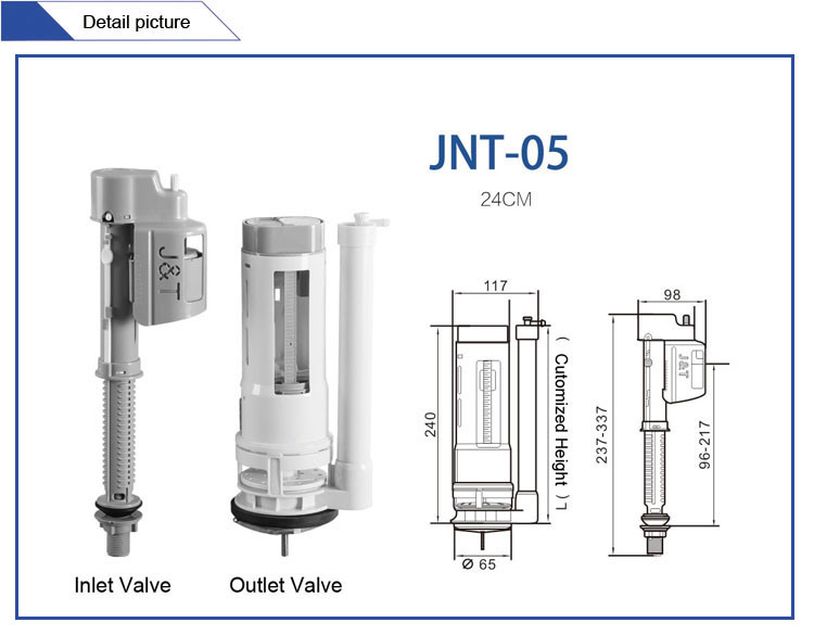 PP and White Color Dual Flush Valve