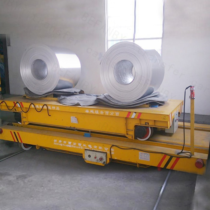 Aluminium Coil Factory Electric Flat Cart Manufacture on Cured Rails