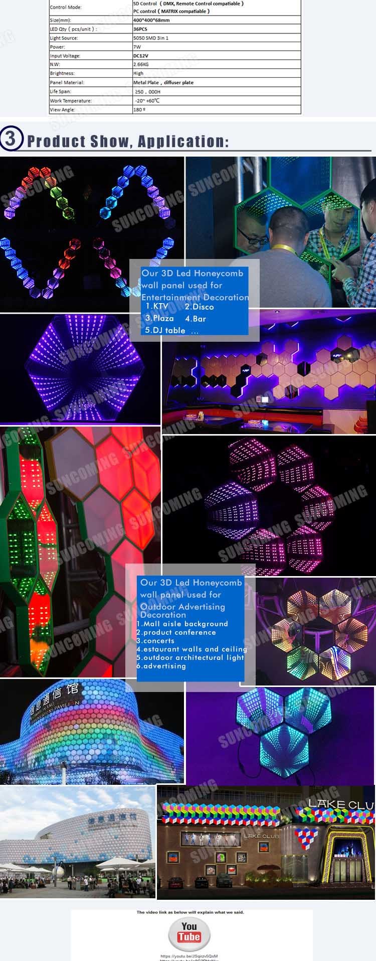 Wedding Decoration DJ Lighting LED 3D Wall Decoration Lighting