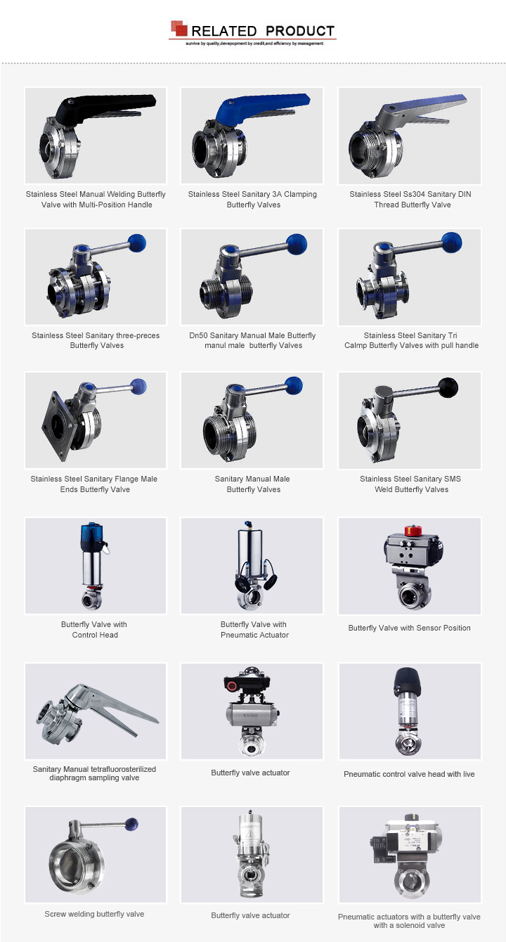 DIN Standard Stainless Steel Ss304 Sanitary Weld Thread Butterfly Valves