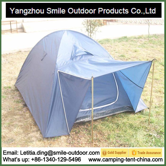 4 People Fire Retardant Royal Blue Double Layer Tent