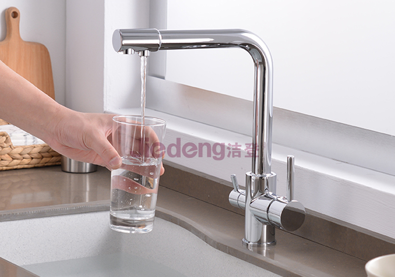 Double Handle 3 Way Drinking Filter Water Brass Kitchen Faucet (YQ-DW04)