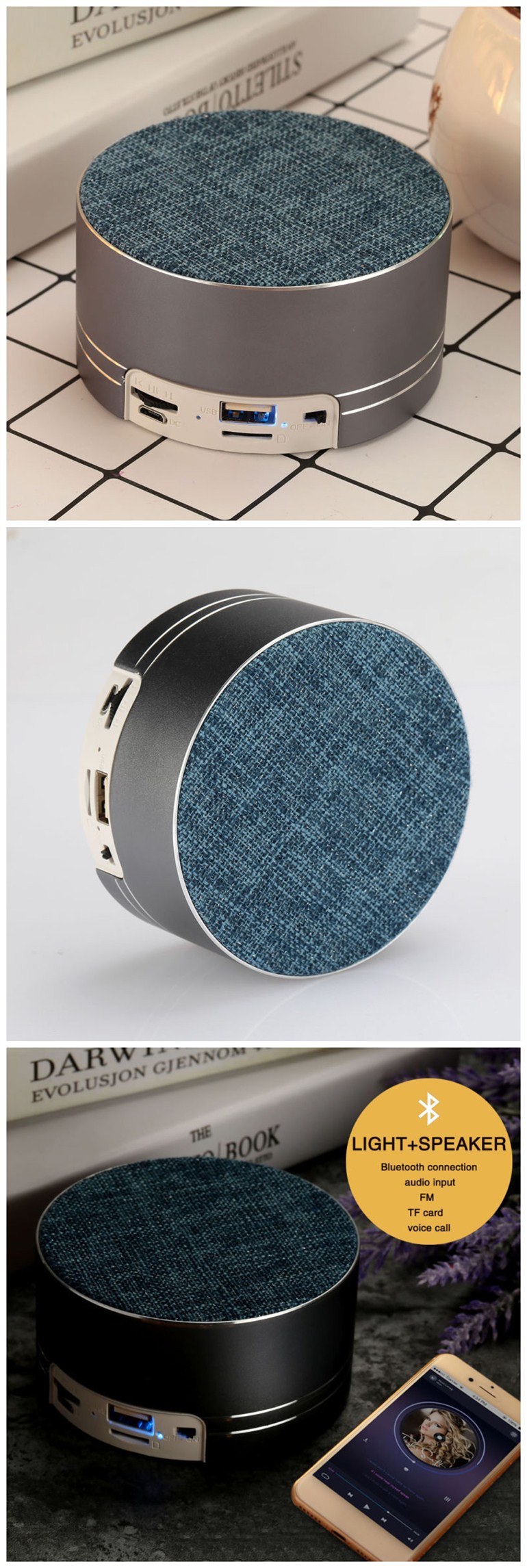 Audio MP3 Bluetooth Speaker Portable Fabric Durable Music Player Outdoor