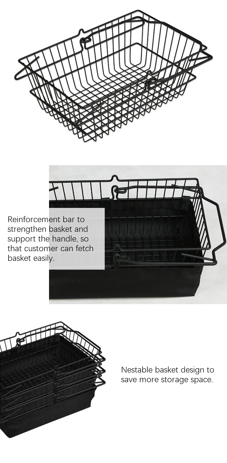 Supermarket Cosmetics Shop Wire Metal Shopping Basket with Bag